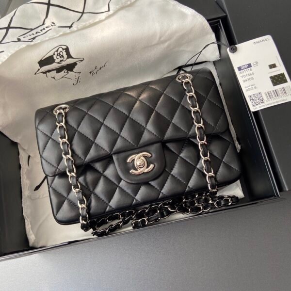 CHANEL CF CLASSIC 11.12 lambskin handbag black