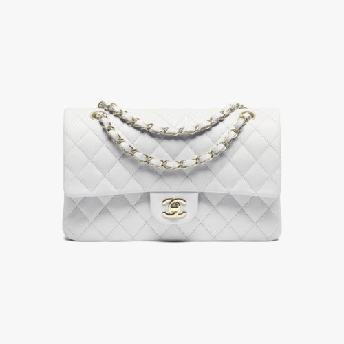 A CHANEL CF CLASSIC 11.12 Lambskin Handbag White