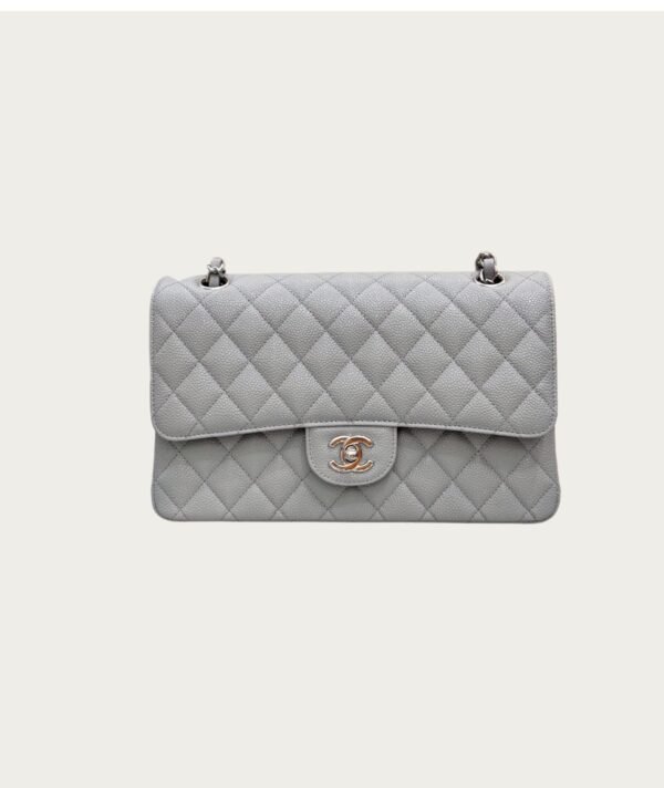 香奈儿CF 鱼子酱 灰色银扣 Chanel CF Classic 11.12 Handbag Grained Calfskin Silver buckle