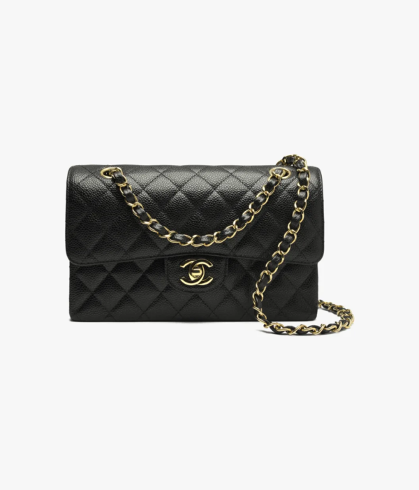 香奈儿CF 鱼子酱 黑色金扣 (1) Chanel CF Classic 11.12 Handbag Grained Calfskin Gold buckle