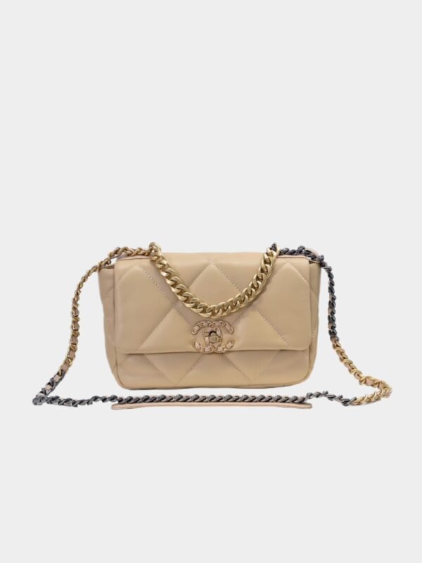 香奈兒 19bag 杏色 CHANEL 19 HANDBAG
