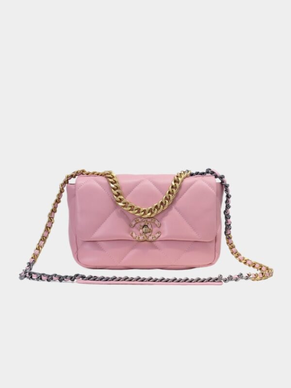 香奈兒 19bag 粉色 CHANEL 19 HANDBAG