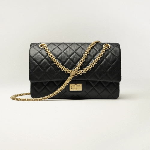 CHANEL 2.55 HANDBAG 黑金 (1) CHANEL 2.55 HANDBAG MEDIUM QUILTED CALFSKIN BLACK