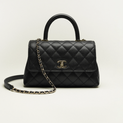CHANEL COCO 黑色 (1) CHANEL Coco Handle Grained Calfskin & Gold-Tone Metal