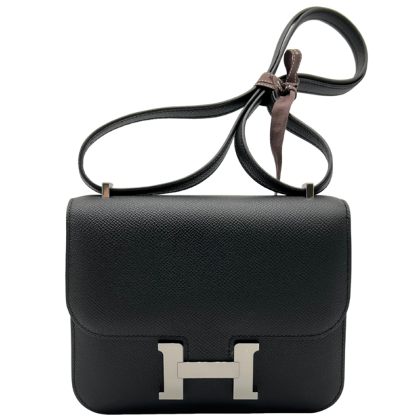Constance 黑色 银扣 19cm (1) Hermès Constance epsom Silver buckle