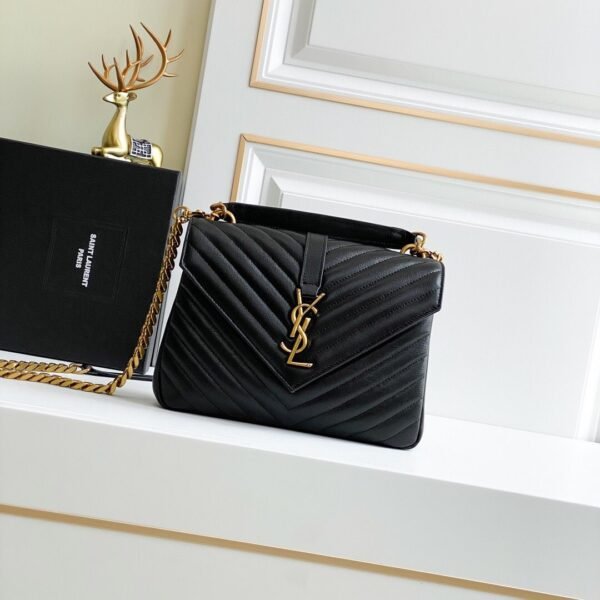 YSL 邮差包 黑色 (1) YSL COLLÈGE MEDIUM IN QUILTED LEATHER