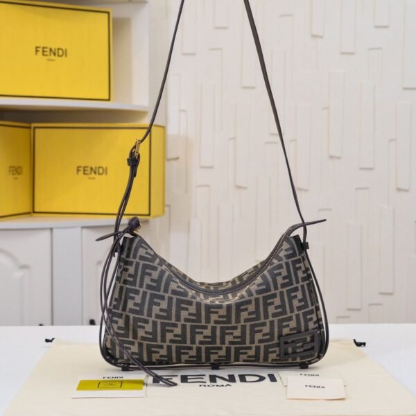 Simply Fendi  Brown FF jacquard fabric mini bag