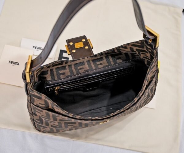 fendi 牛角包金扣 (3) FENDI Zucca canvas Mamma Croissant shoulder bag