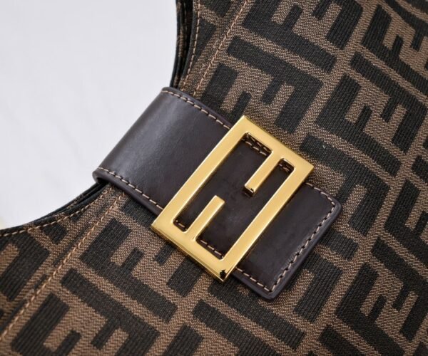 fendi 牛角包金扣 (4) FENDI Zucca canvas Mamma Croissant shoulder bag