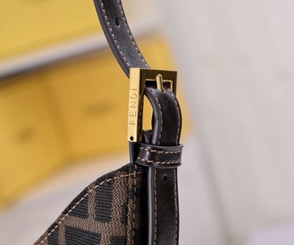 fendi 牛角包金扣 (5) FENDI Zucca canvas Mamma Croissant shoulder bag