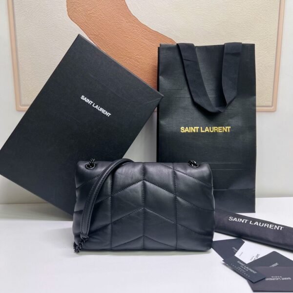 ysl 云朵包 小号 黑色 (6) YSL PUFFER TOY Quilted MINI Nappa Bag