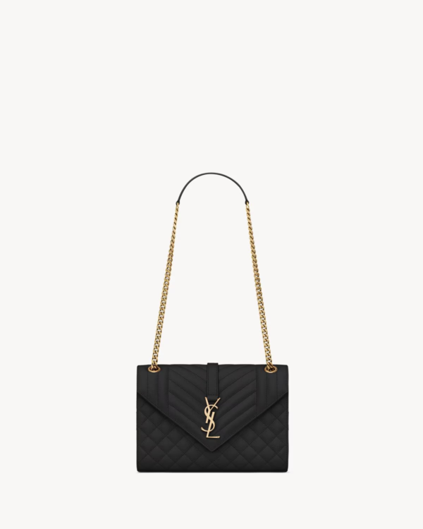 YSL ENVELOPE IN QUILTED GRAIN DE POUDRE EMBOSSED LEATHER BAG