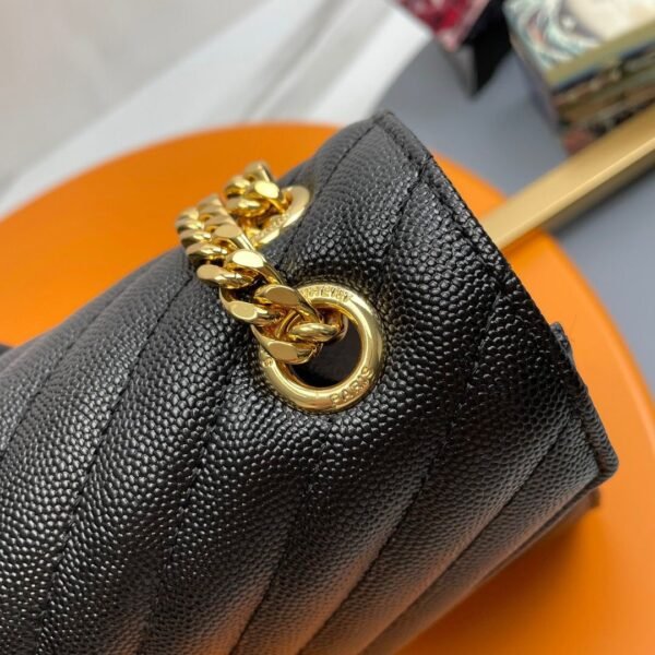 YSL ENVELOPE IN QUILTED GRAIN DE POUDRE EMBOSSED LEATHER BAG