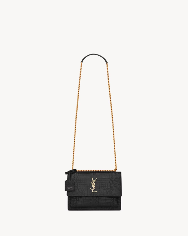 ysl 鳄鱼纹金扣 风琴包 (1) YSL SUNSET chain accordion bag