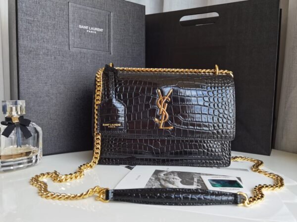 ysl 鳄鱼纹金扣 风琴包 (1) YSL SUNSET chain accordion bag
