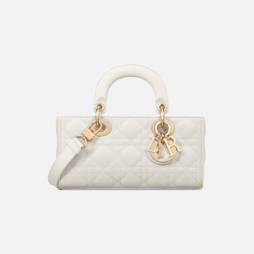 白色羊皮横版戴妃中号 (1) Dior Small Lady D-Joy Bag White