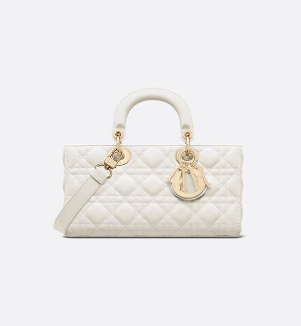 白色羊皮横版戴妃大号 (1) Dior Medium Lady D-Joy Bag White