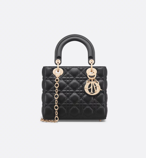 羊皮戴妃包4格黑色 (1) Dior Small Lady Bag Lambskin Cannage