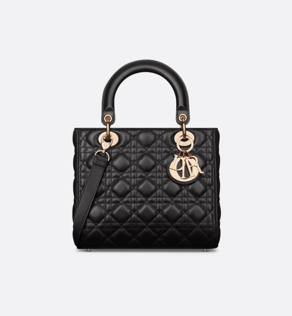 羊皮戴妃包5格黑色 (1) Medium Lady Dior Bag Cannage Lambskin