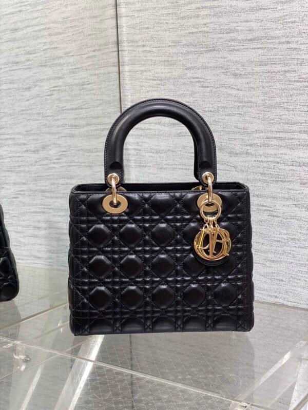 羊皮戴妃包5格黑色 (3) Medium Lady Dior Bag Cannage Lambskin