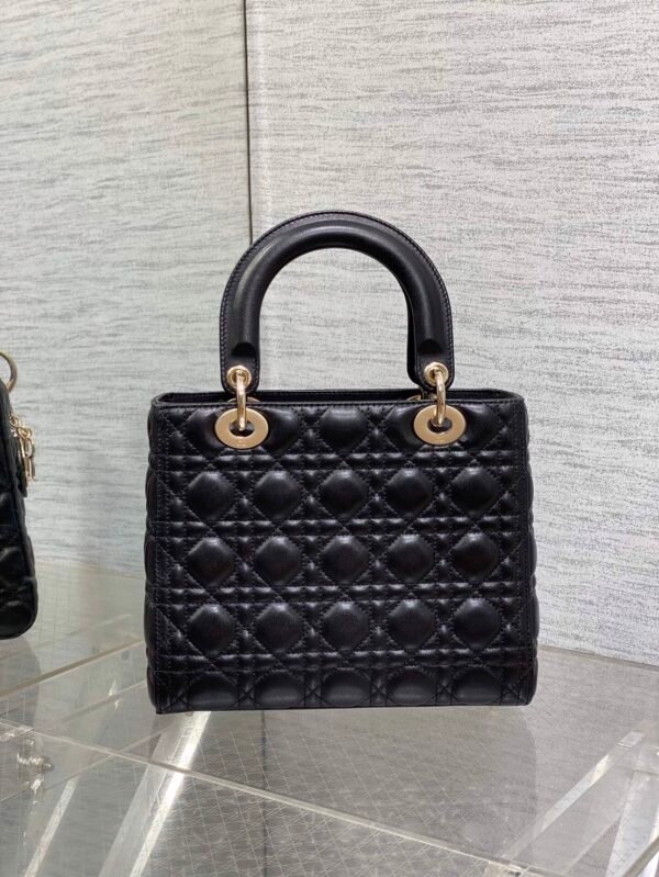 羊皮戴妃包5格黑色 (6) Medium Lady Dior Bag Cannage Lambskin