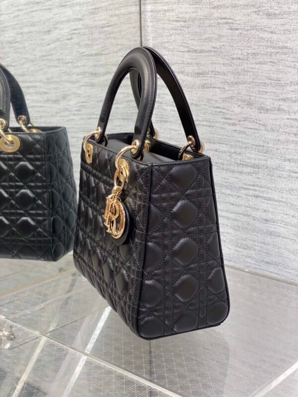 羊皮戴妃包5格黑色 (7) Medium Lady Dior Bag Cannage Lambskin