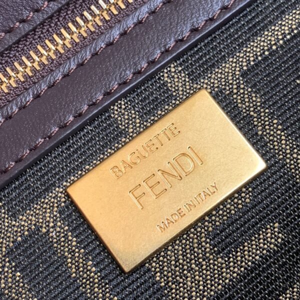 FENDI Baguette Brown FF jacquard fabric bag