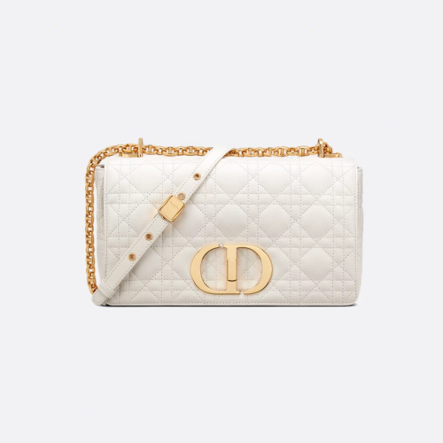 迪奥 caro 腾格纹 中号 白金 (1) Dior Medium Caro Bag Cannage calfskin