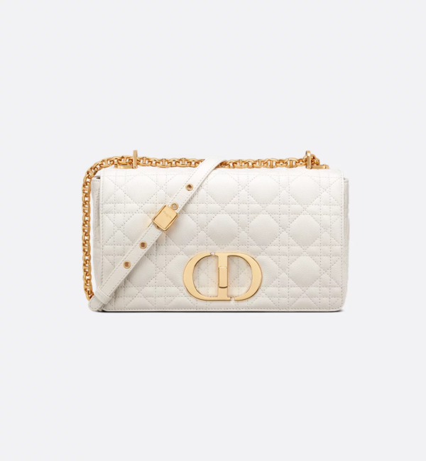 迪奥 caro 腾格纹 中号 白金 (1) Dior Medium Caro Bag Cannage calfskin