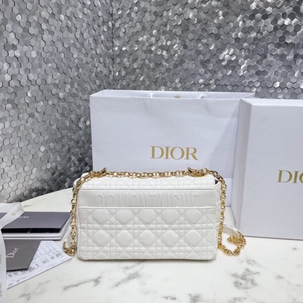 迪奥 caro 腾格纹 中号 白金 (8) Dior Medium Caro Bag Cannage calfskin