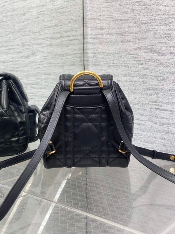 迪奥caro 背包黑金 (4) Dior Small Caro Backpack Macrocannage Lambskin