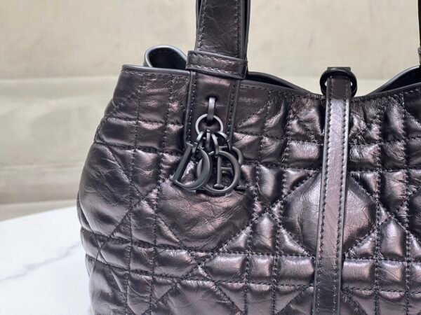 Dior Small Toujours Bag Macrocannage Calfskin Gun Color