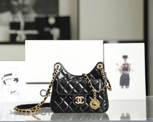 CHANEL Hobo Bag Calfskin shoulder/crossbody small hobo bag