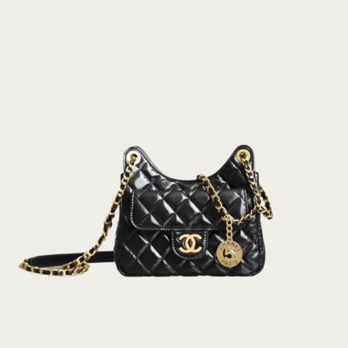 CHANEL Hobo Bag Calfskin shoulder/crossbody small hobo bag