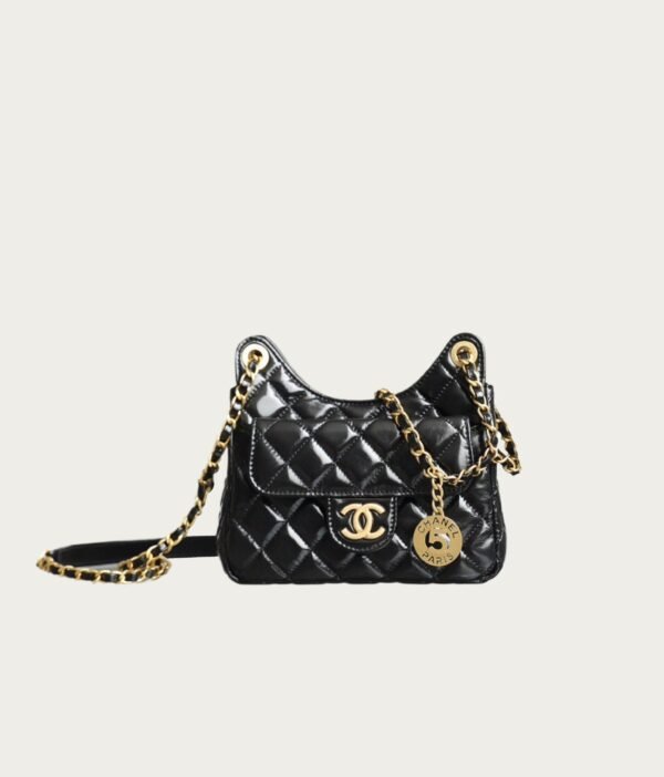 CHANEL Hobo Bag Calfskin shoulder/crossbody small hobo bag