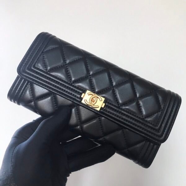 香奈儿 leboy 黑金羊皮长夹 (1) CHANEL leboy long wallet