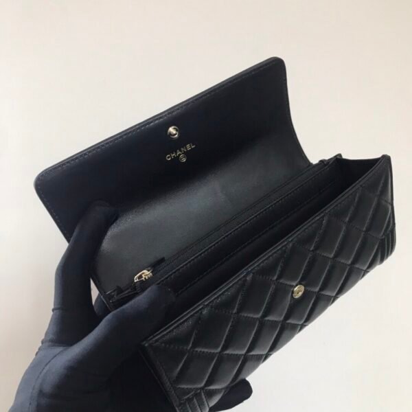 香奈儿 leboy 黑金羊皮长夹 (5) CHANEL leboy long wallet