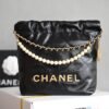 CHANEL 22 MINI HANDBAG Shiny Calfskin & Gold-Tone Metal Pearl chain