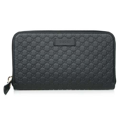 Gucci Elegant Black Leather Zip-Around Wallet 449391