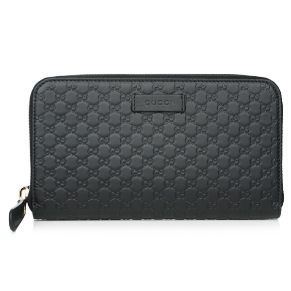 Gucci Elegant Black Leather Zip-Around Wallet 449391