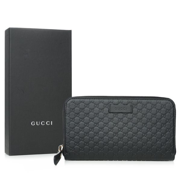 Gucci Elegant Black Leather Zip-Around Wallet 449391
