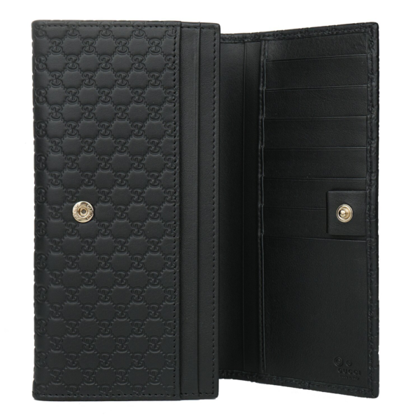 449396 (3) Gucci Micro Shima Bifold Wallet 449396 Black