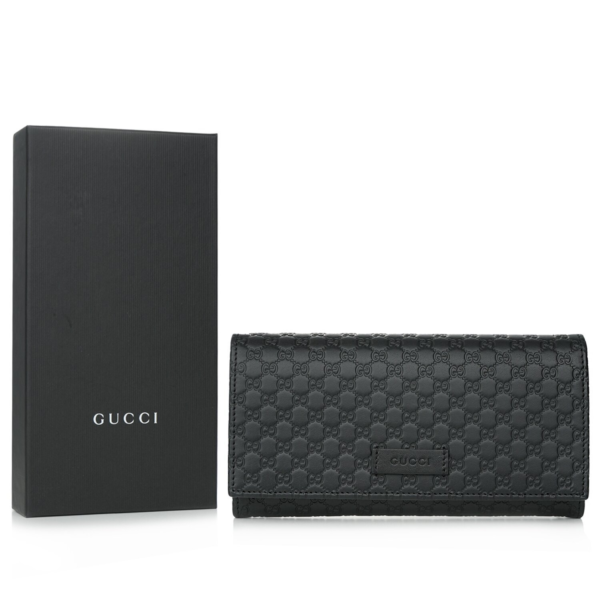449396 (7) Gucci Micro Shima Bifold Wallet 449396 Black