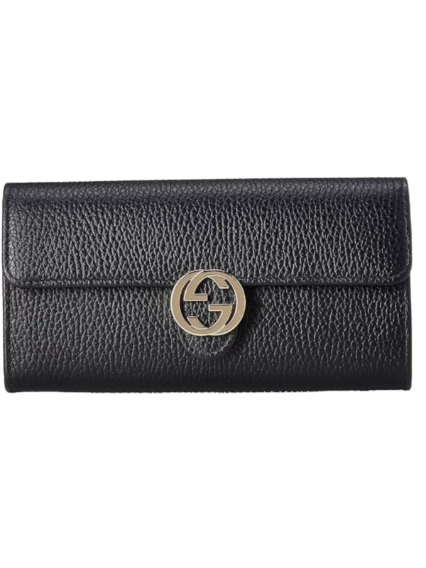 Gucci Interlocking GG Hardware Dollar Leather Long Wallet