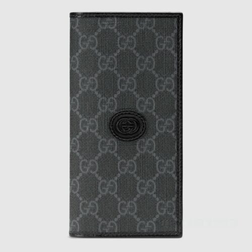 672947 black (1) GUCCI Interlocking Double G Long Wallet GG Supreme Canvas 672947