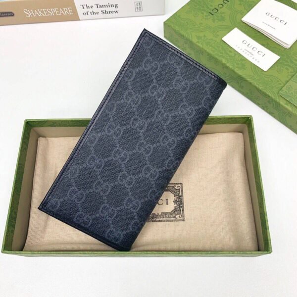 672947 black (2) GUCCI Interlocking Double G Long Wallet GG Supreme Canvas 672947