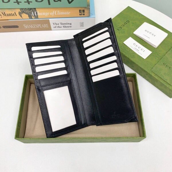 672947 black (3) GUCCI Interlocking Double G Long Wallet GG Supreme Canvas 672947