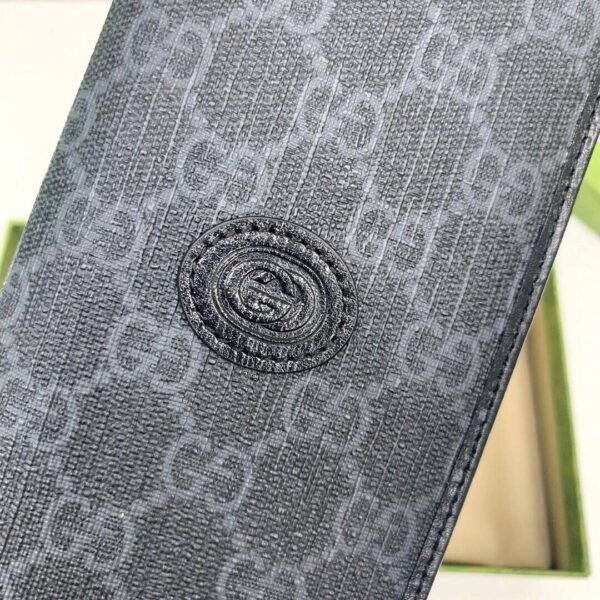 672947 black (7) GUCCI Interlocking Double G Long Wallet GG Supreme Canvas 672947