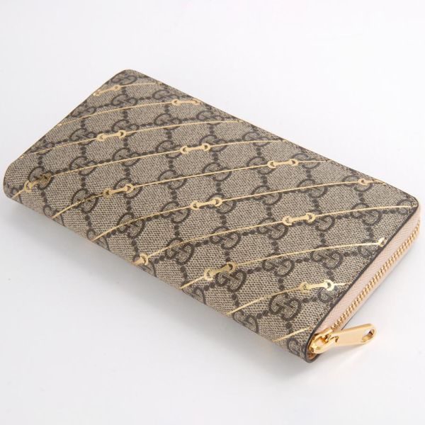 774331 (2) GUCCI Gucci Long Wallet Beige 774331 Horsebit Print Zip Wallet