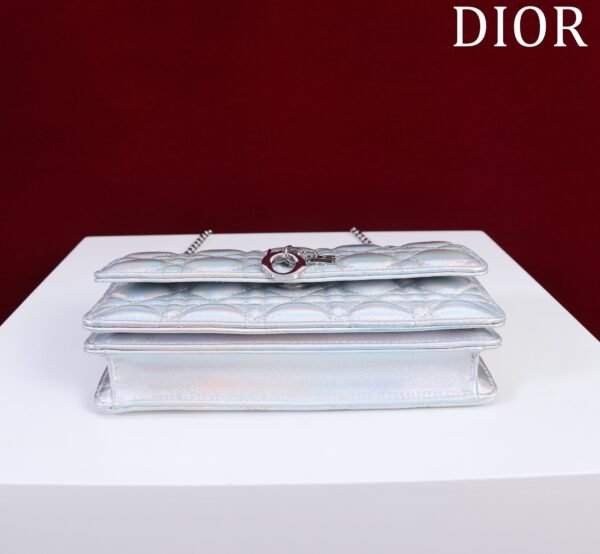 DIOR Lady Clutch Metallic Silver Cannage Crossbody Bag